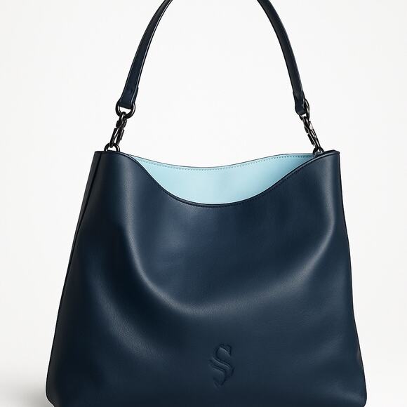 Simply Vera Wang Faux Leather Peek A Boo Shoulder Bag Black & White 14.25x13.5” - Picture 1 of 5